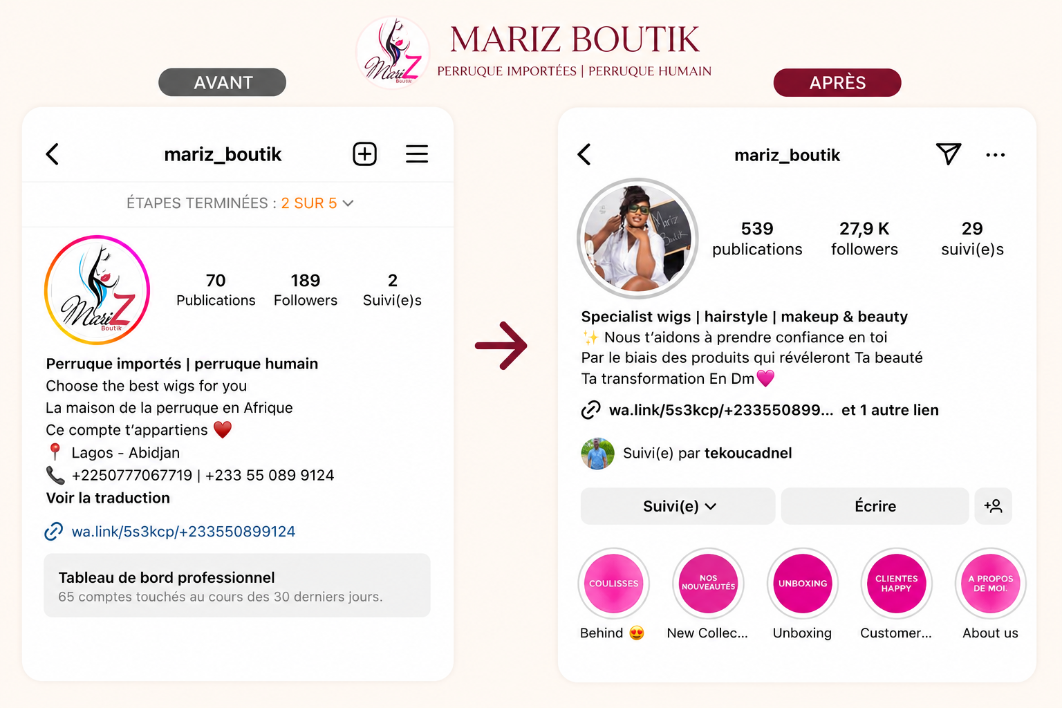 Mariz Boutik — avant / après