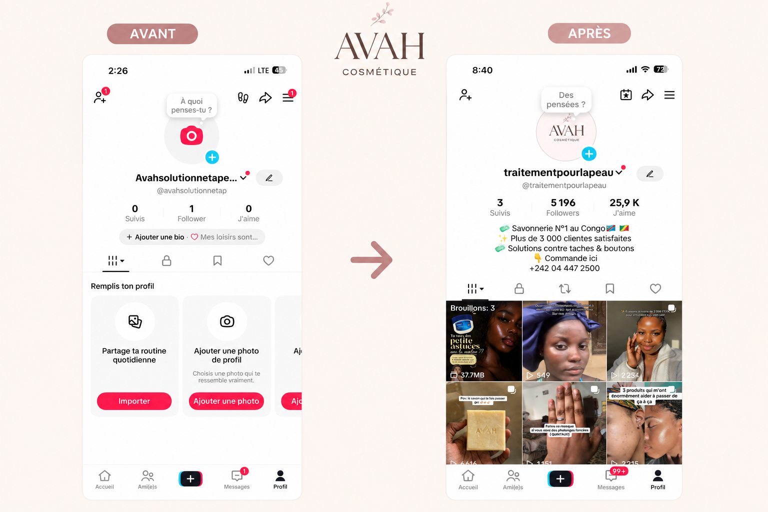 Avah Cosmétique — transformation